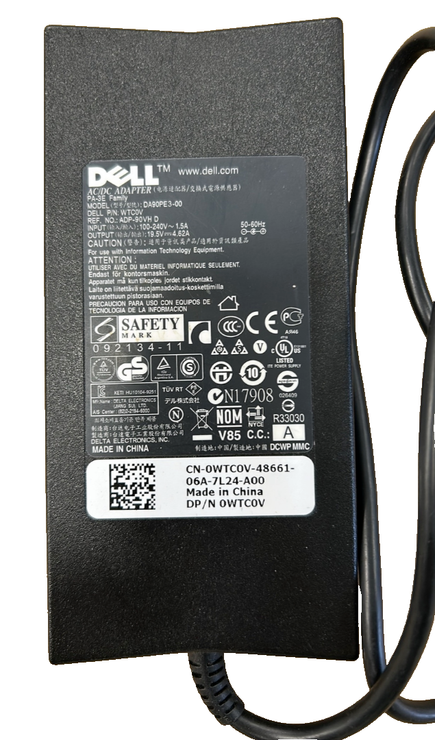 Dell Laptop Charger Power Adapter DA90PE3-00 Genuine 90W AC Compatible 19.5V