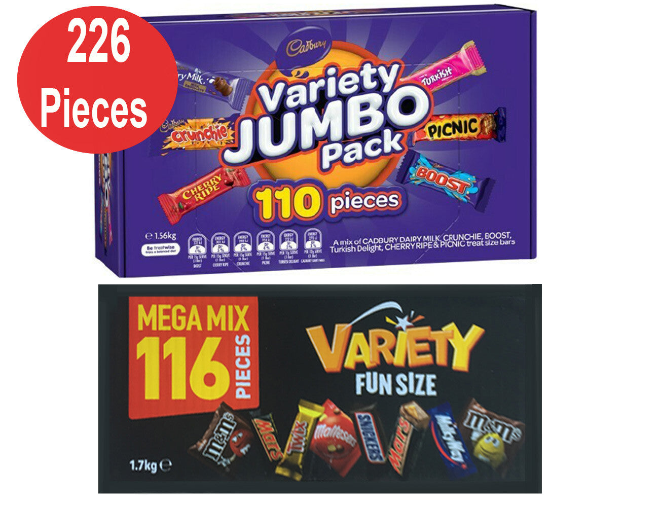 Mars 116 Variety Mix Cadbury 110 Value Jumbo Pack Chocolate Wholesale 226 Pack