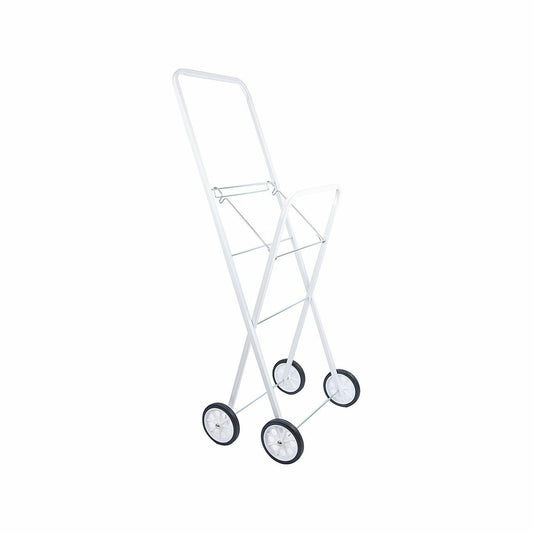 Sunfresh Folding Laundry Trolley Cart Clothing Collapsible White Steel