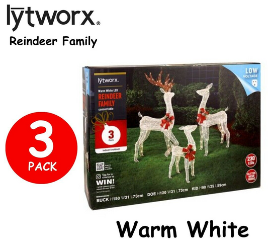 Lytworx Connectable Reindeer Family Warm White 230 Led's Light Christmas Decor