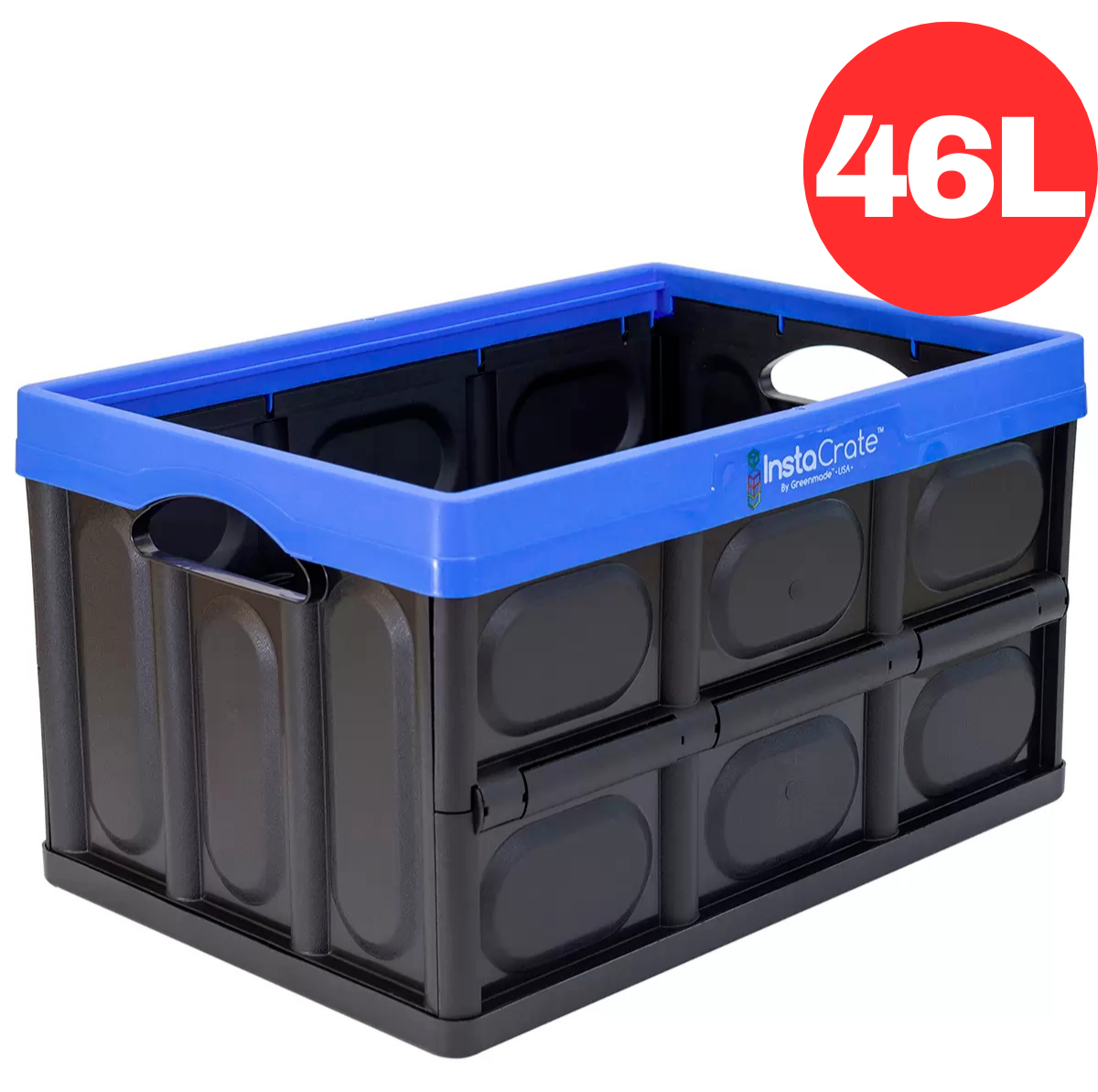 Instacrate Collapsible Crate Storage Foldable Container Organiser 46L  Blue