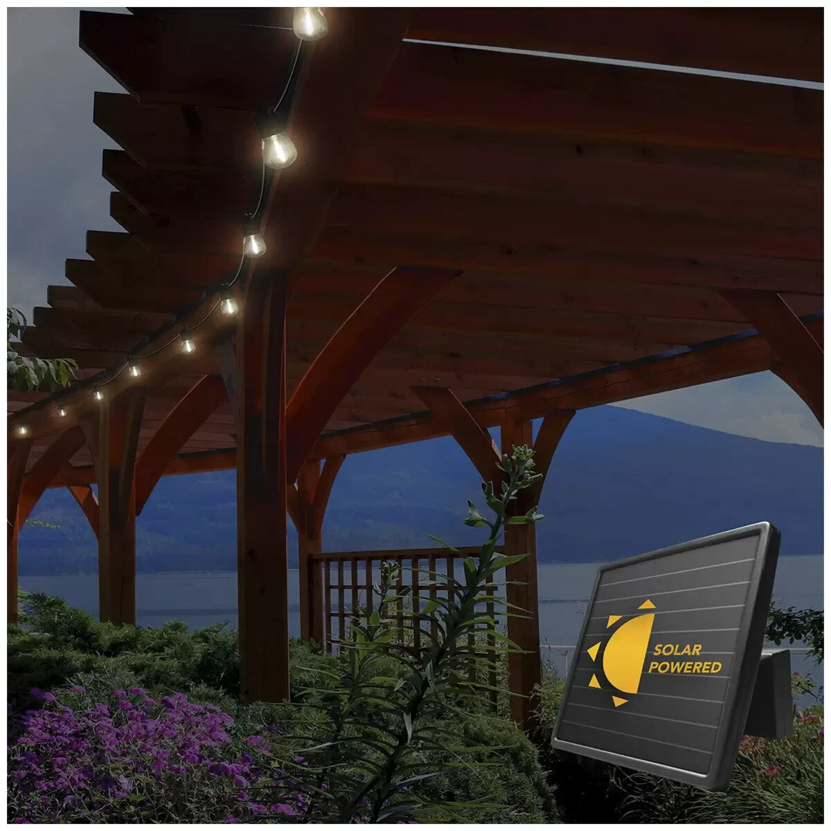 Sunforce 15 LED Solar String Lights Powered Outdoor Waterproof w/ Remote 10.67M