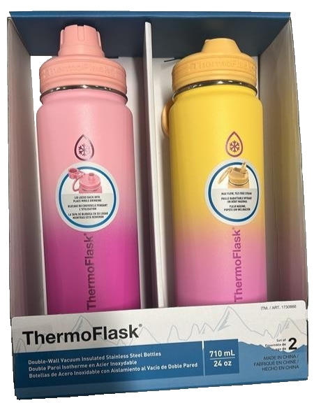 2x ThermoFlask Ombre Double Wall Vacuum Insulated Stainless Steel Bottle 710ml