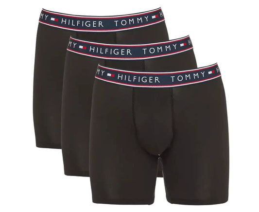 3 Pack Tommy Hilfiger Men's Boxer Briefs Cotton Stretch Medium Underwear Black