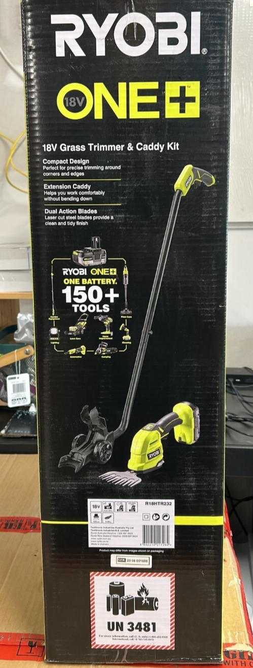 Ryobi 18V ONE+ 2.0Ah Lithium Grass Trimmer Shear And Caddy Kit Includes Charger