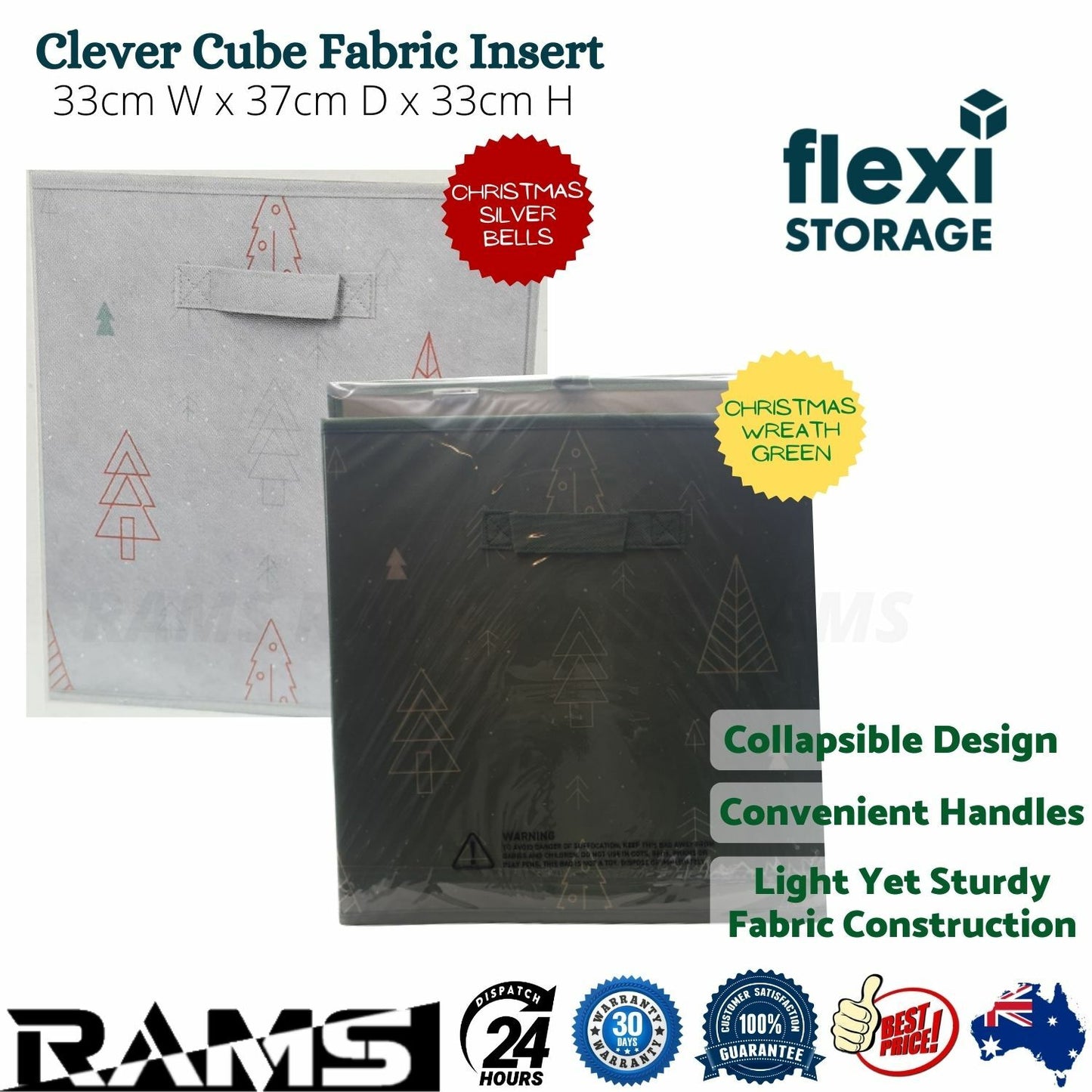 2 x Flexi Storage Foldable Cube Storage Box Books Clothes Basket Organiser Bin