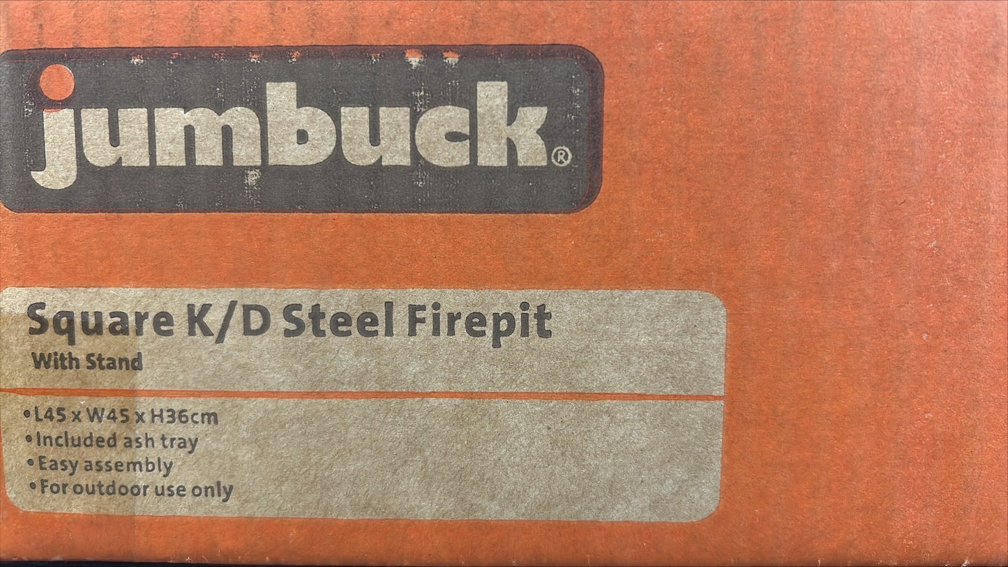 Jumbuck Fire Pit Outdoor Bucket Square Steel Portable Firepit Patio Ash Catcher
