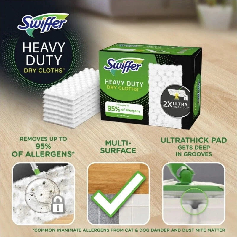 Swiffer Sweeper Heavy Duty Dry Floor Cleaner Cloths Unscented 3D Fibers 50ct