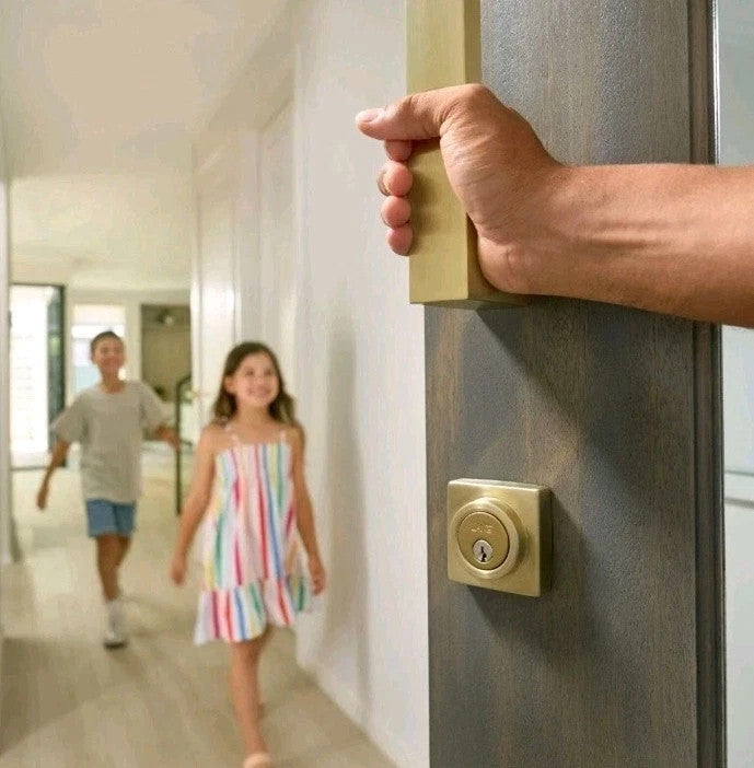 Lane Square Pull Handle Entrance Front Door Set 620mm Brushed Brass Gold