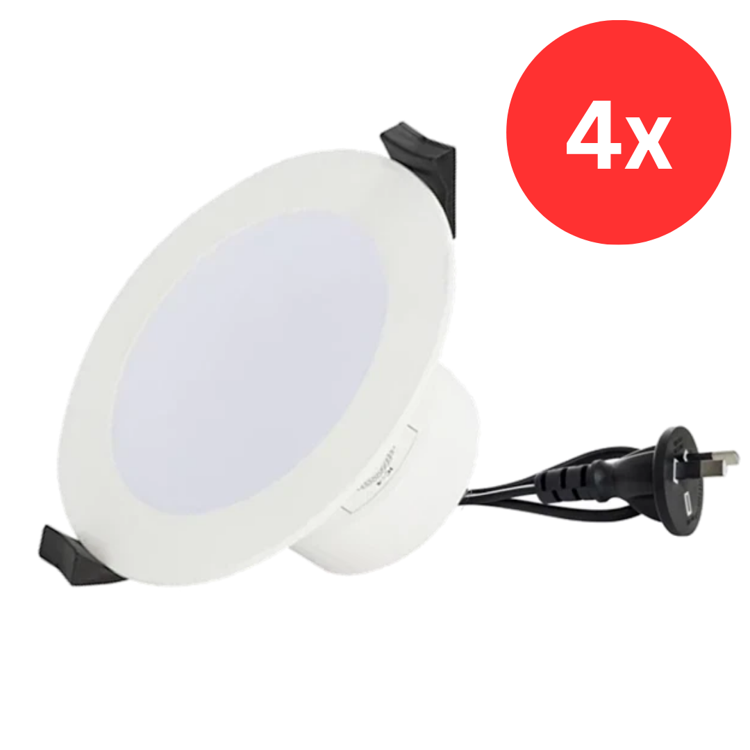 Luce Bella 8W LED Downlight 800 Lumen IP44 Cool White Tri-CCT 4 Pack