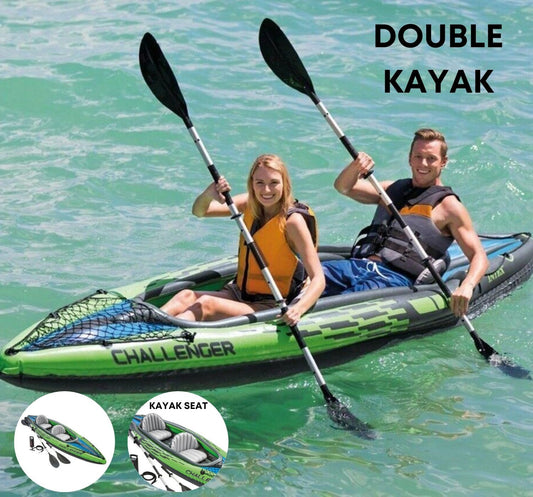 Intex Kayak Boat Challenger K2 Inflatable Sports 2 Seat Floating Oars River Lake