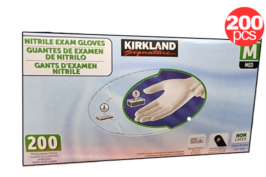 Kirkland Signature Disposable Gloves Nitrile Exam Safety Medium 200 Count