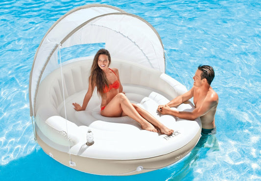 Intex Canopy Inflatable Pool Island Float Lounge Mattress Sun Shade 199x150cm.