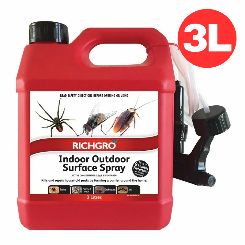 Richgro 3L Indoor Outdoor Surface Spray Wasps Fleas Cockroach Ants Pests Killer
