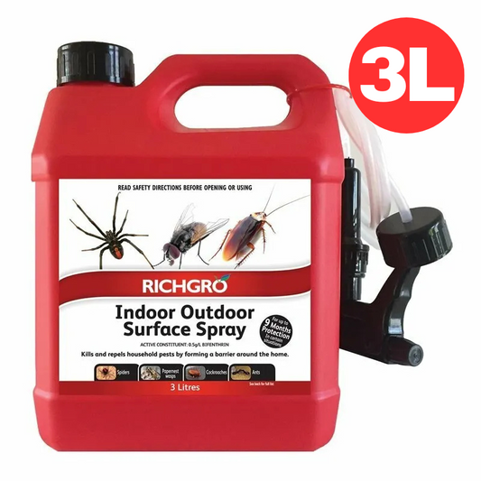 Richgro 3L Indoor Outdoor Surface Spray Wasps Fleas Cockroach Ants Pests Killer