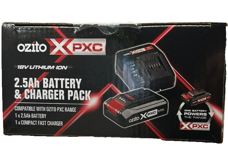 Ozito 2.5Ah Li-Ion Battery & Fast Charger Pack PXBC-25B Range Garden Tools 18V
