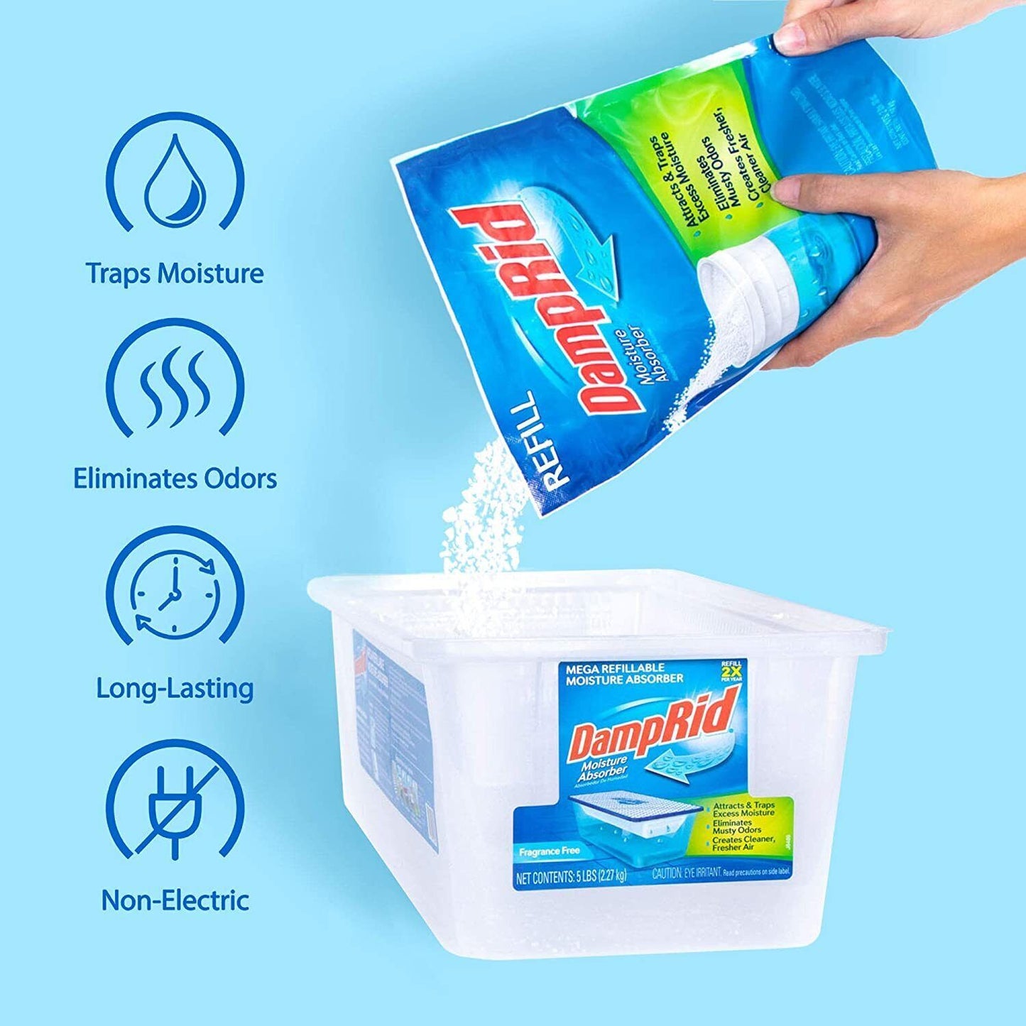 Damprid Moisture Absorber Refill Bag Anti-Mould Fragrance Free Damp Rid 1.19kg