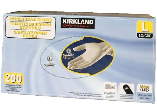 Kirkland Large Nitrile Gloves Exam Disposable Muti Purpose Glove 200 Pack