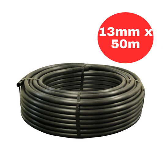 Holman Irrigation Pipe Black Poly Premium Tube Garden Watering System 13mm x 50m