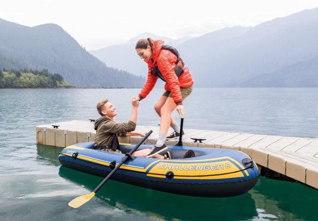Intex Challenger Inflatable Kayak 2 Person Boat w/ Oars Pump Sports River Lake