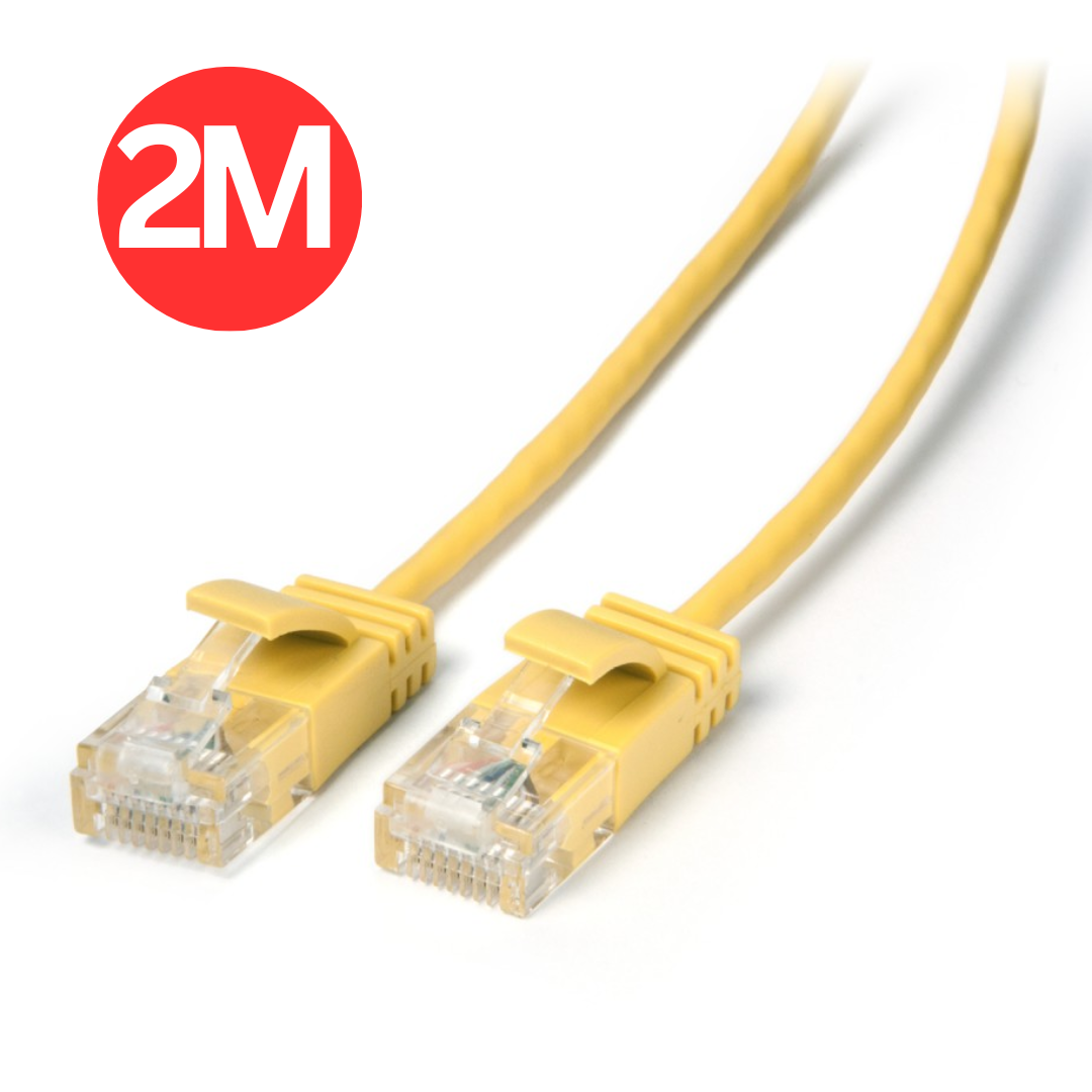 Laser 2M Ultra Slim Cat6 Network Cable NBN Modem LAN Router Connector Yellow