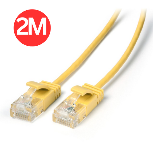 Laser 2M Ultra Slim Cat6 Network Cable NBN Modem LAN Router Connector Yellow