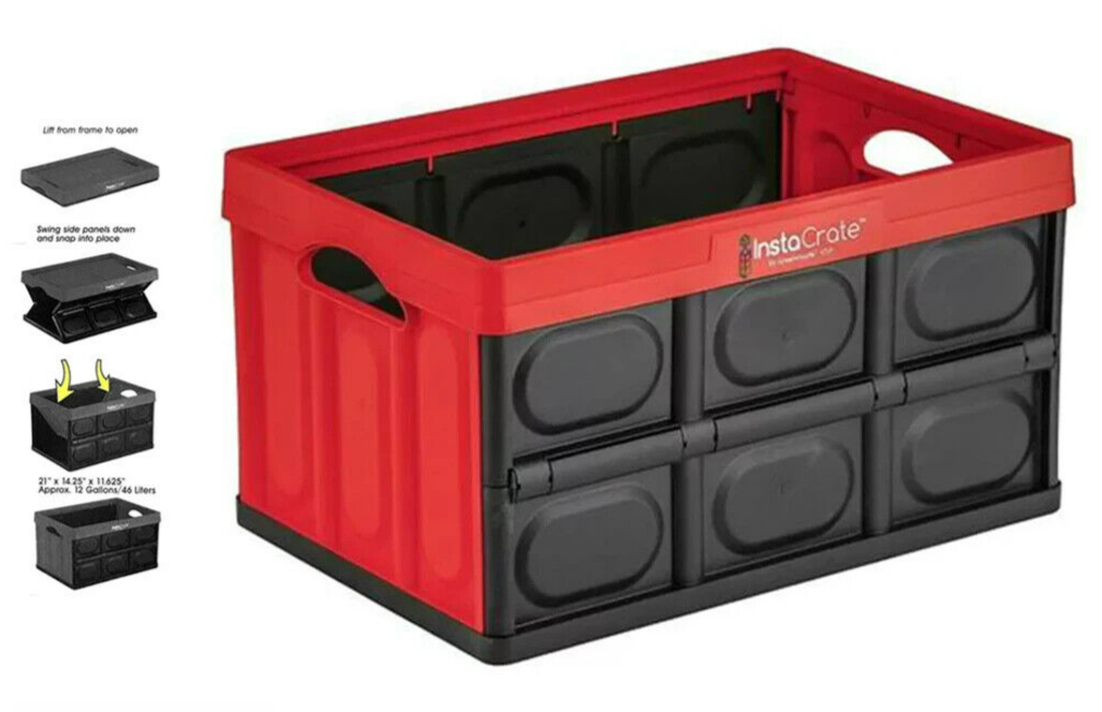 Instacrate Collapsible Crate Storage Foldable Container Organiser 46L Red