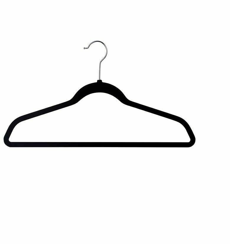 50 x Coat Hangers Black Bulk Cloth Felt Hanger Non Slip Ultra Thin
