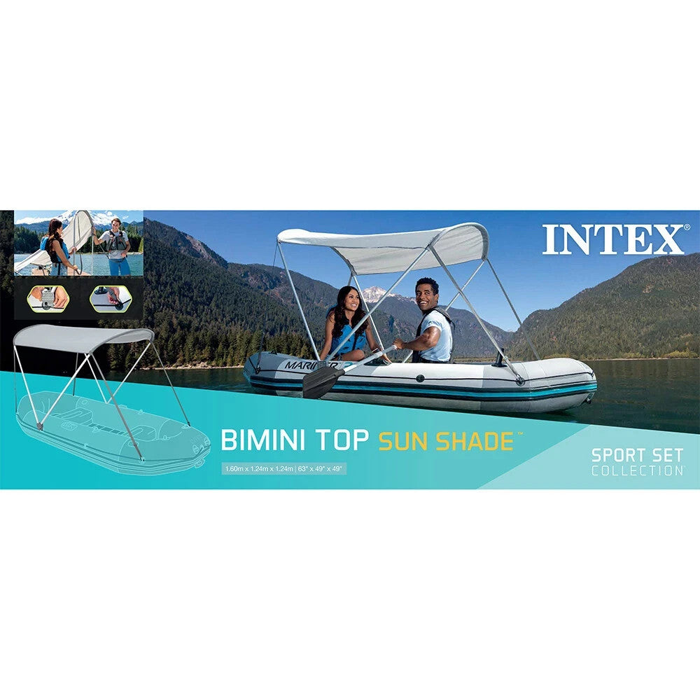 Intex Boat Canopy Bimini Top Sun Shade Protection Roof Aluminum 5ft 3in For