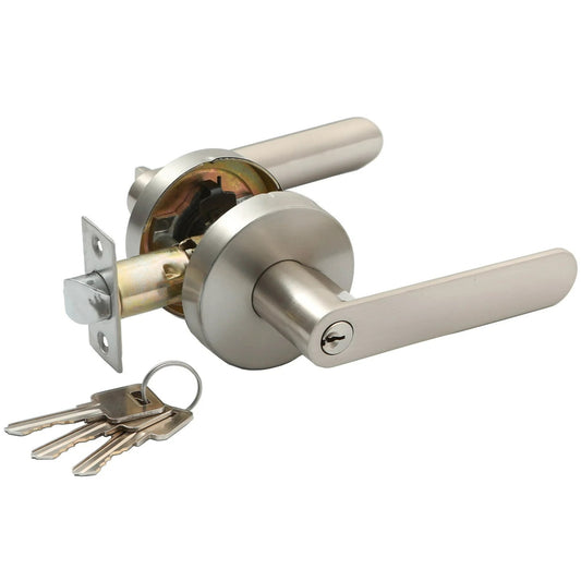 Ikonic Privacy Contempo Entrance Lever Set Door Home Hardware Brushed Nickel