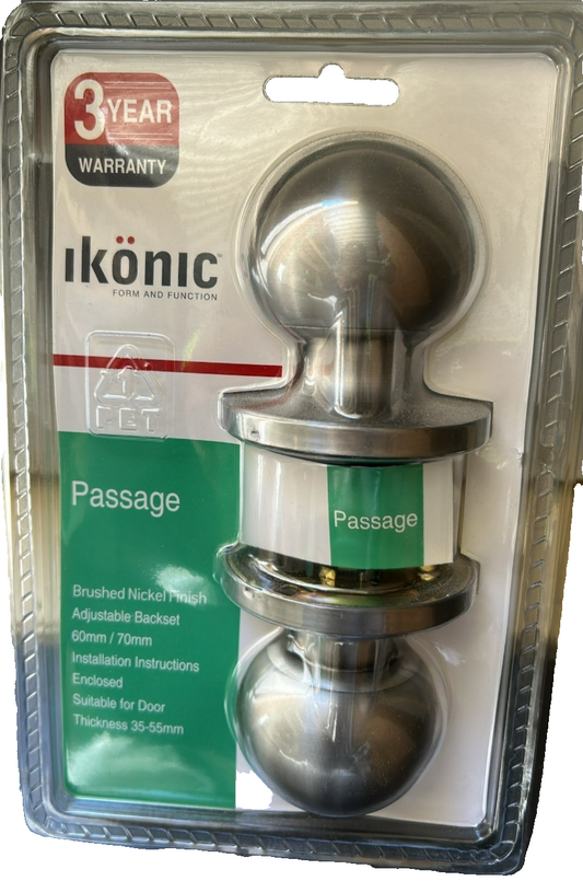 Ikonic Ruby Passage Set Kitchen Entry Door Knob Brushed Nickel