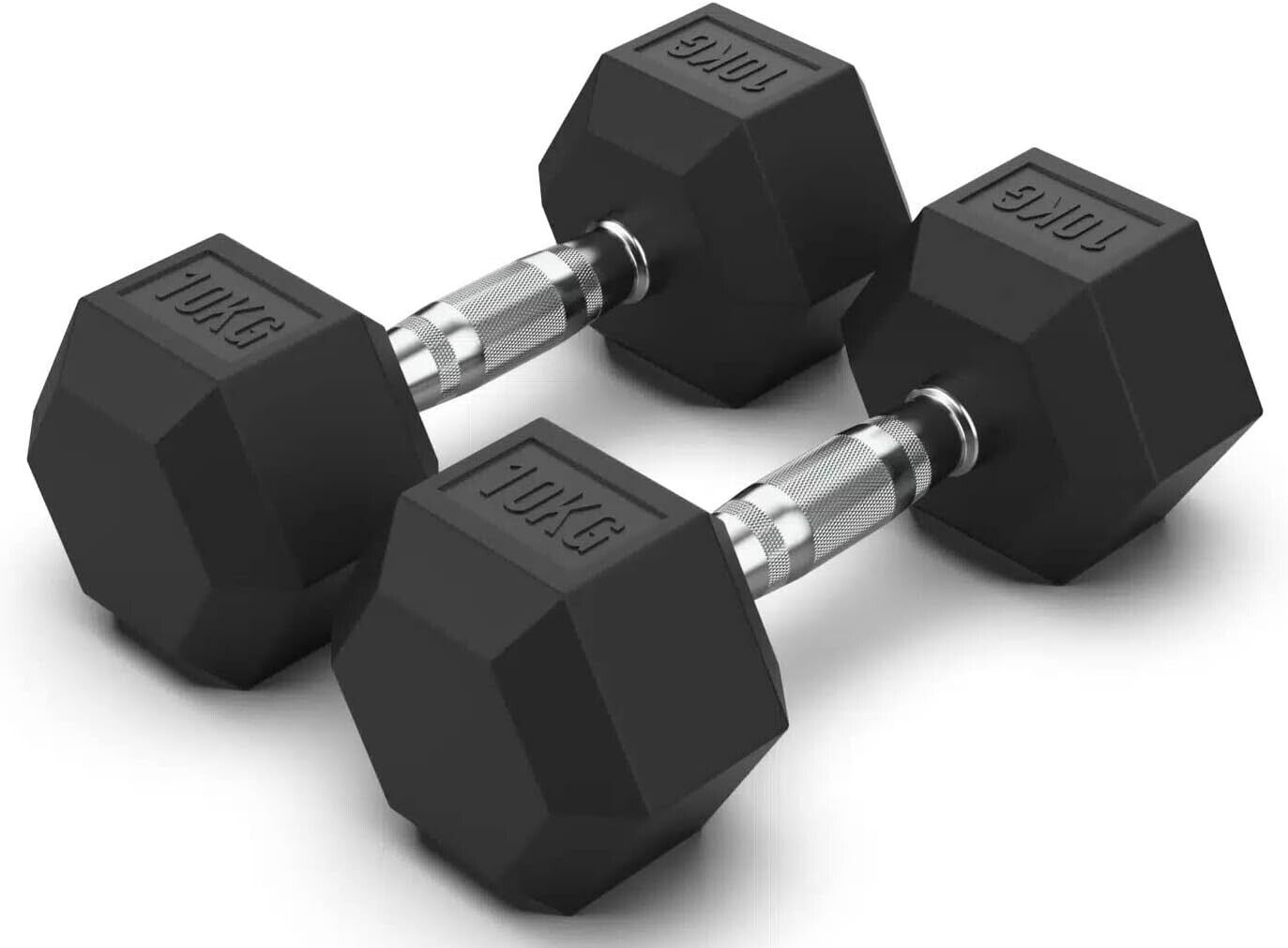 10KG Rubber Hex Dumbbell Fitness Home Gym Exercise Strength Weight Set Pair