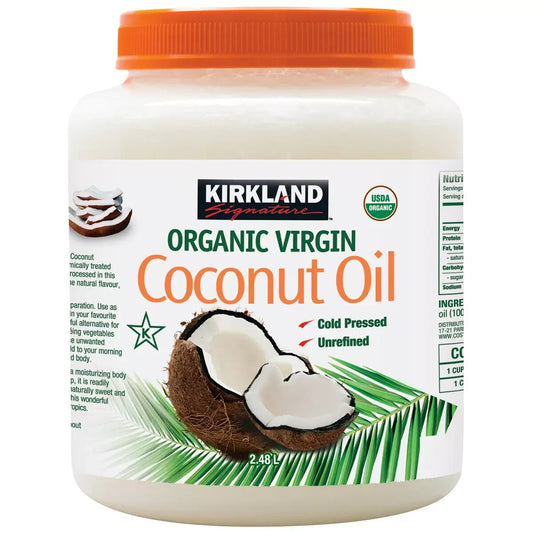 Kirkland Signature Organic Coconut Oil Virgin Cold Pressed Unrefined USDA 2.48L