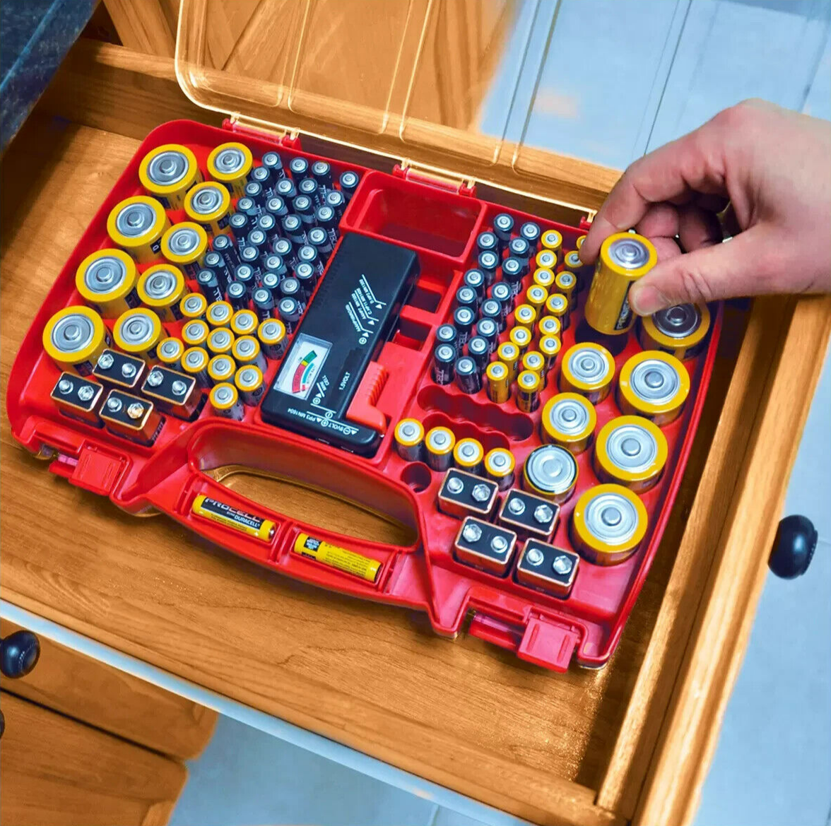 Battery Daddy Battery Storage Organiser Case w/ Tester Batteries Holder Box