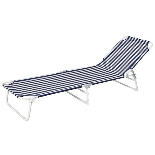 Marquee Folding Sun Lounge Outdoor Camping Beach Recliner Chair Blue & White