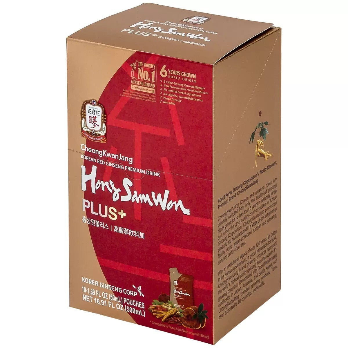 Hong Sam Won Plus Korean Ginseng Tea Red  Herbal Health Energy Drinks 30 Pouches
