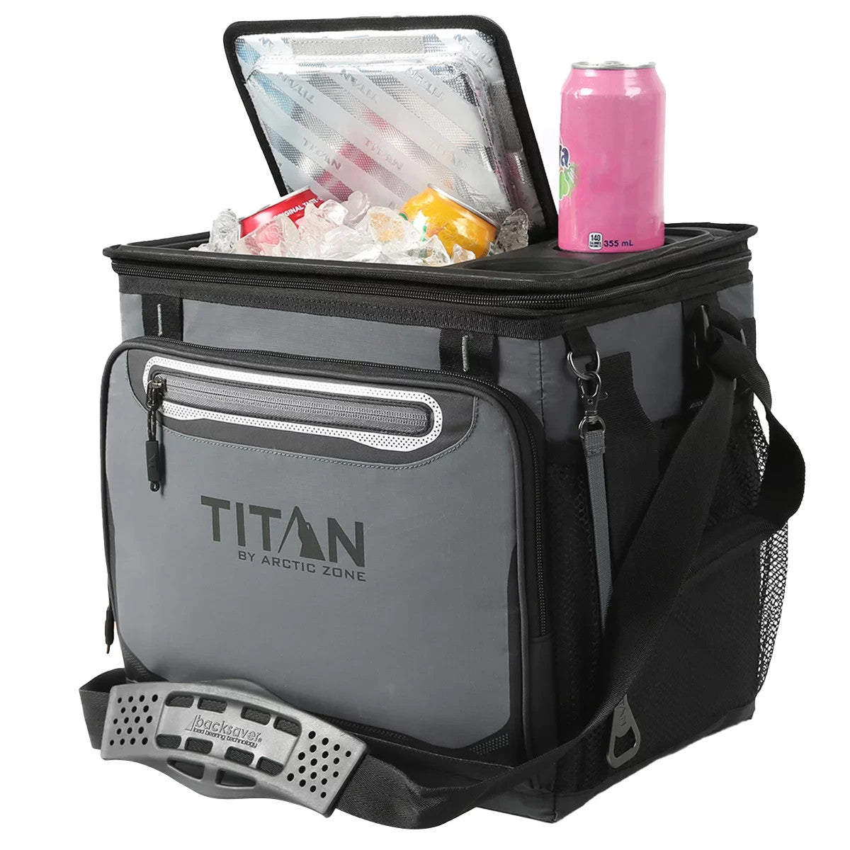 Titan By Arctic Zone 40 Can Cooler Insulated CollapsibleCamping Hiking Bag Grey