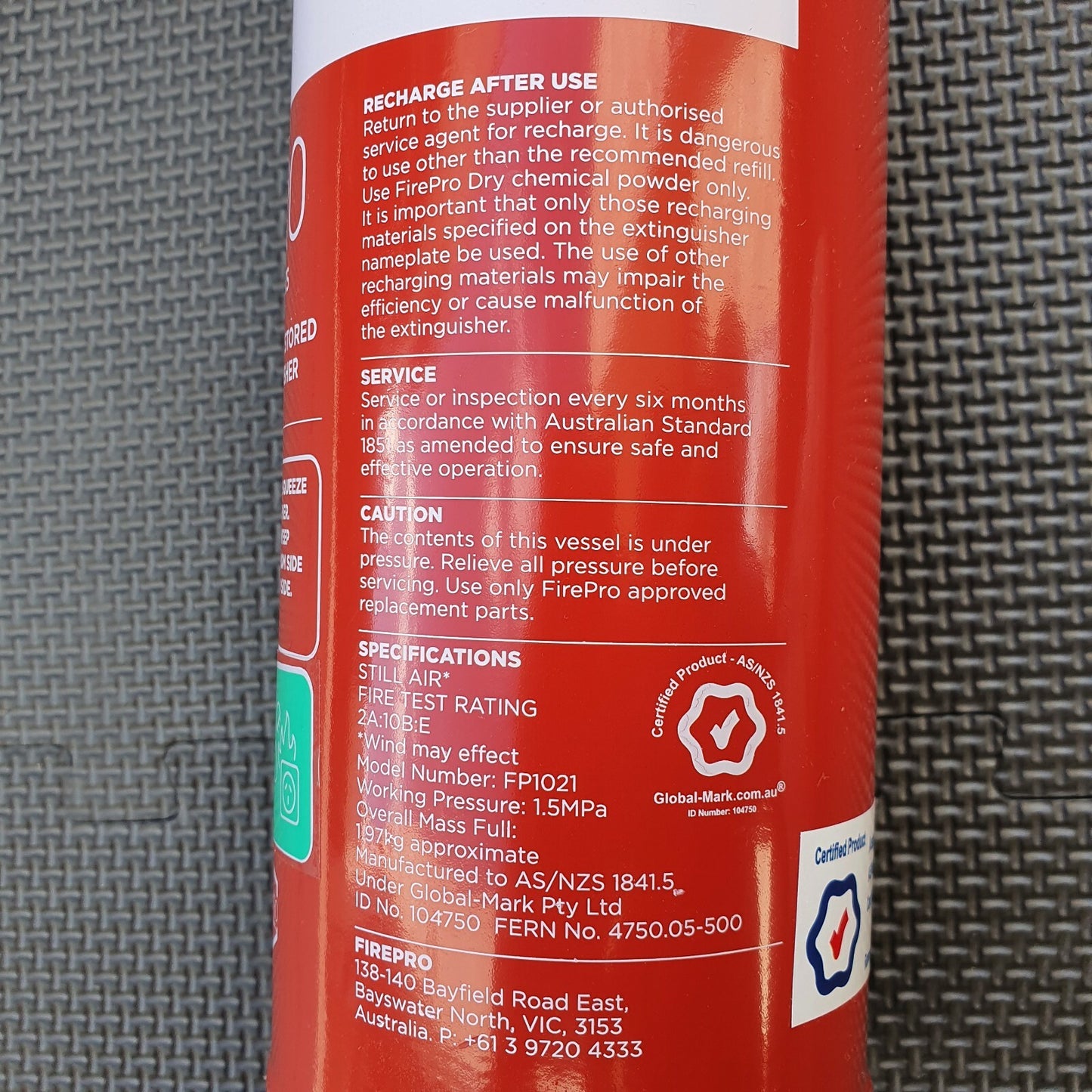 FirePro Fire Extinguisher 1kg + Blanket 1m x 1m Kit Home Car Caravan Boat
