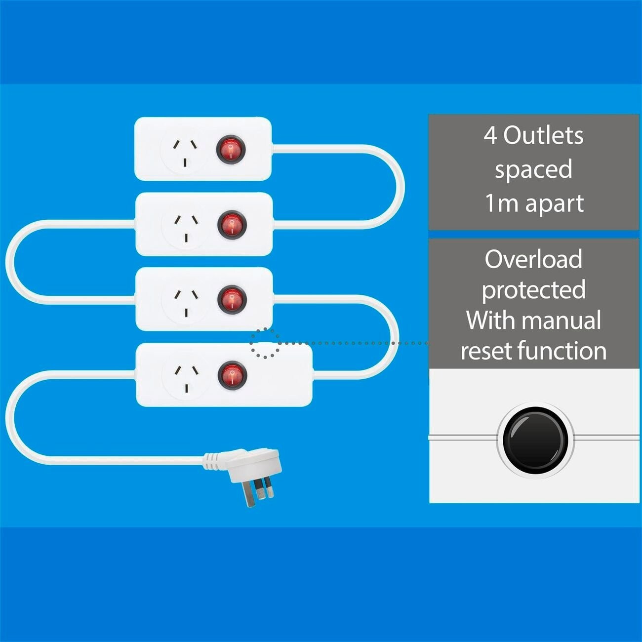Arlec 4m Extension Lead With 4 Power Outlets Garage Household Office Plug Cord