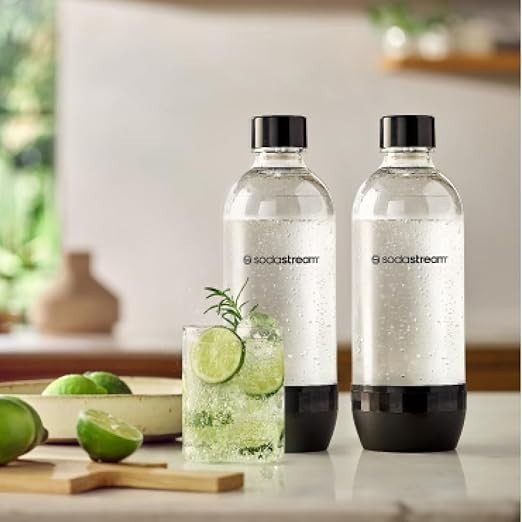 Sodastream Carbonating Water Bottle Soda Making BPA Free Black 1 Litre Twin Pack