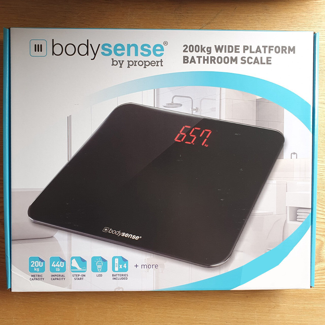 Bodysense Wide Platform Weight Digital Glass Bathroom Scale Machine 200kg