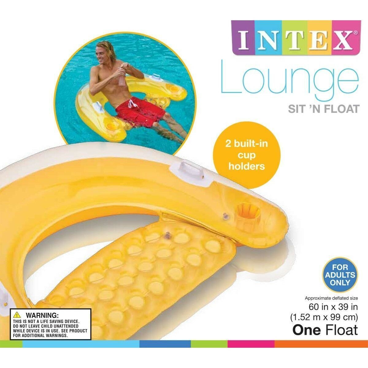 Intex Sit 'N Float Pool Lounge Inflatable Floating Chair Swimming Raft Summer