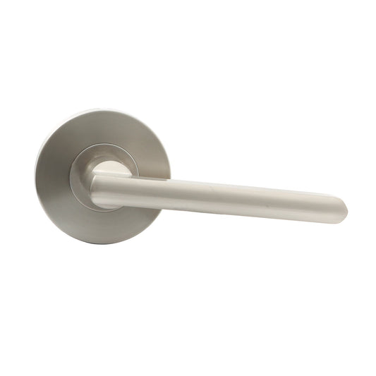 Ikonic Fellino Dummy Door Knob Lever Lock Handle Set  Brushed Nickel Finish