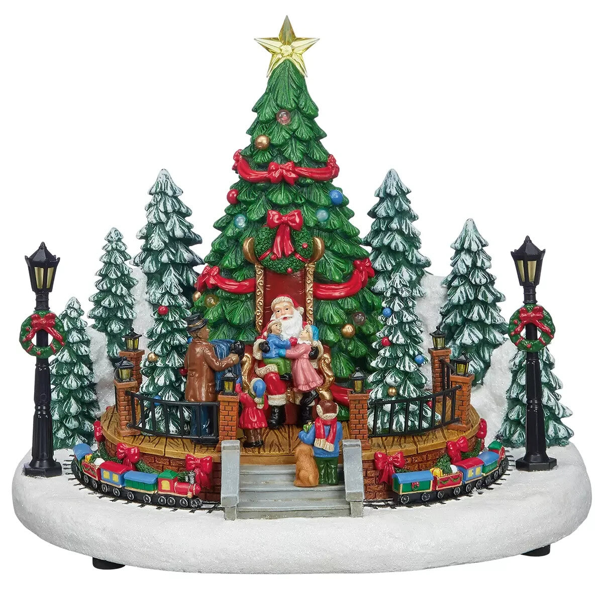 Christmas Village Figurines House with Lights and Music Decoration 30 Pieces