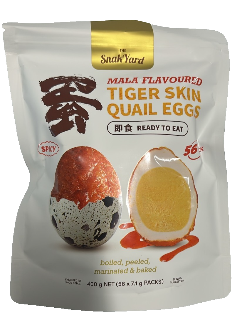 Snak Yard Mala Flavoured Tiger Skin Quail Eggs Spicy Ready to Eat Snack 56 Pack