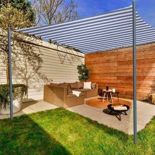 Marquee 3x3m Sun Shade Sail Square Heavy Duty Rain UV Block Canopy Stripe Cloth