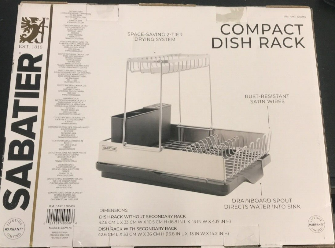 Sabatier Compact Dish Rack Drying Plates Cup Holder Tray Drainer Organiser