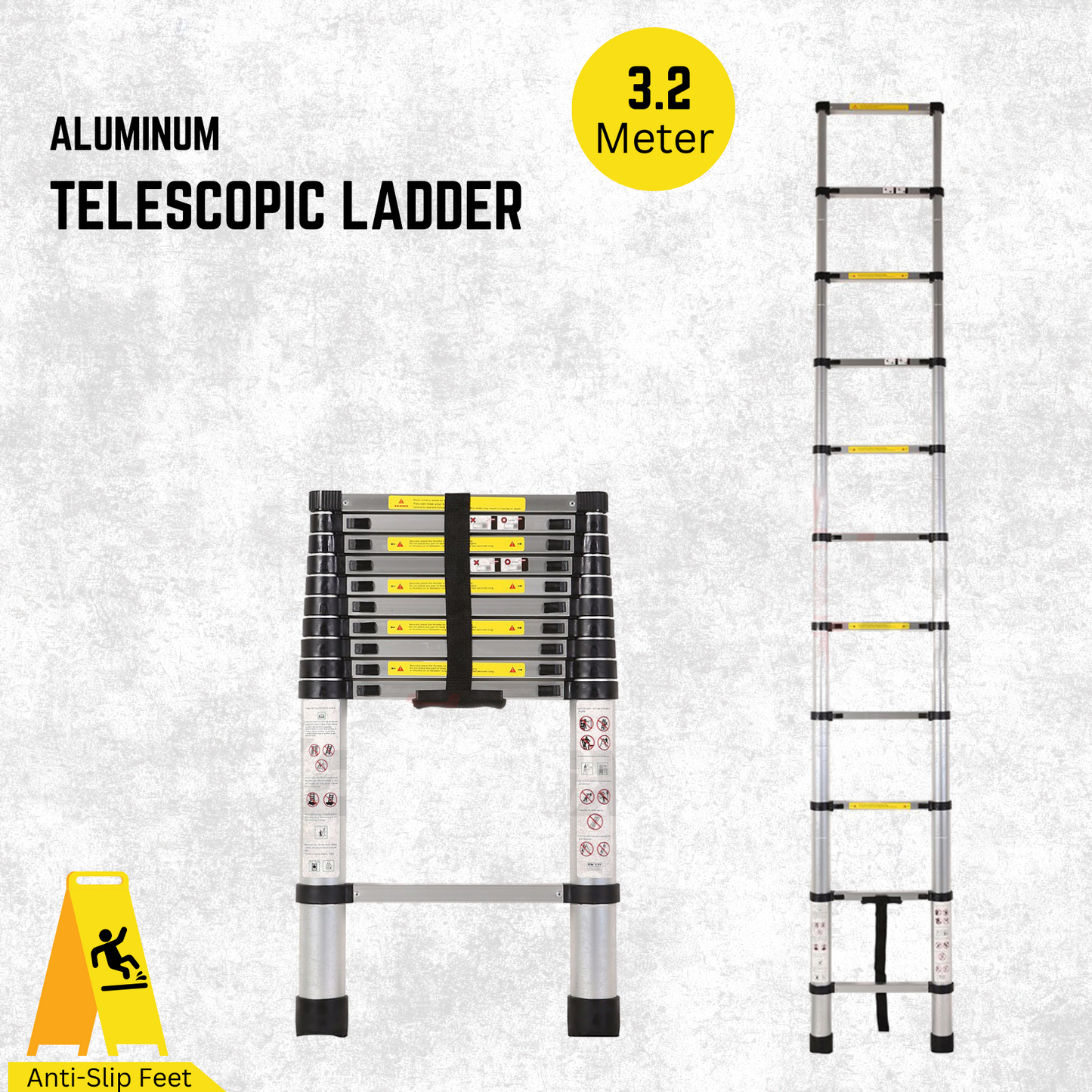 Katashi Telescopic Ladder 3.2M Step Aluminium Extension Portable