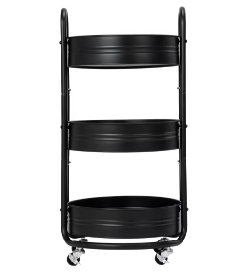 3 Tier Round Trolley Cart Kitchen Storage Rolling Rack Holder Shelf Organiser
