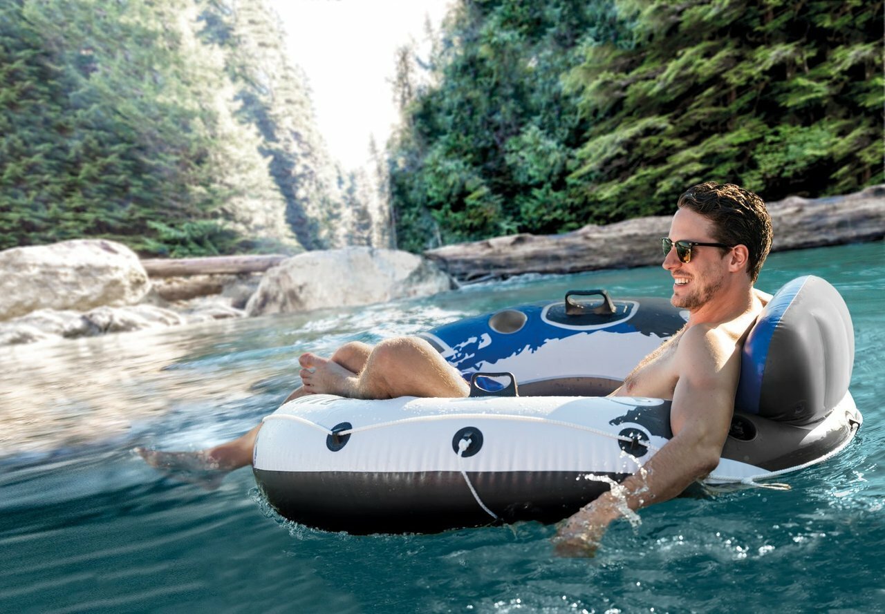 Intex Inflatable Connect Float River Run 1 Person Floating Tube Raft River Lake